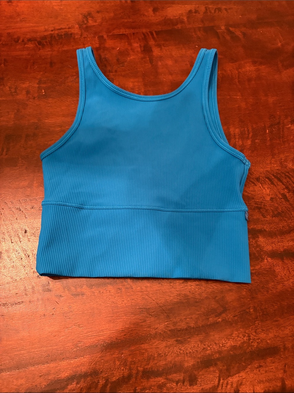 Lululemon Athletic Blue Ribbed Crop Tank Top